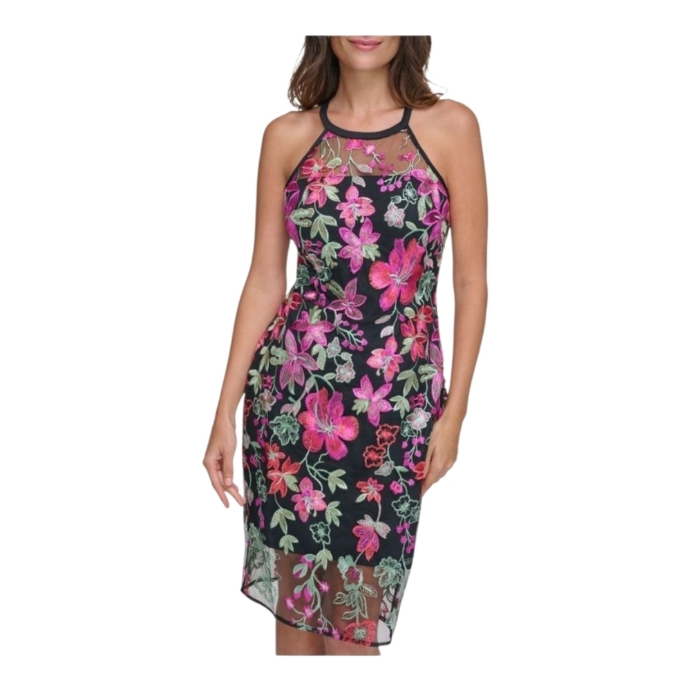 GUESS Floral llusion Sheath Dress, Size 0